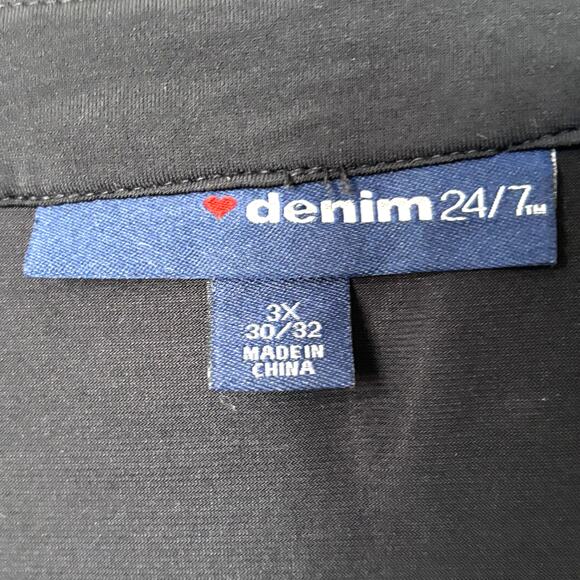 Denim 24/7 Wms 3X Black Embellished Scoop Neck Tunic Top Studded Lace Up Chain - Picture 3 of 10